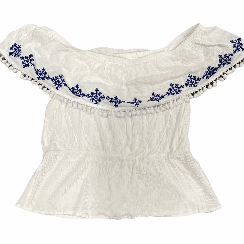 Love & Piece Off The Shoulder White Large Blouse